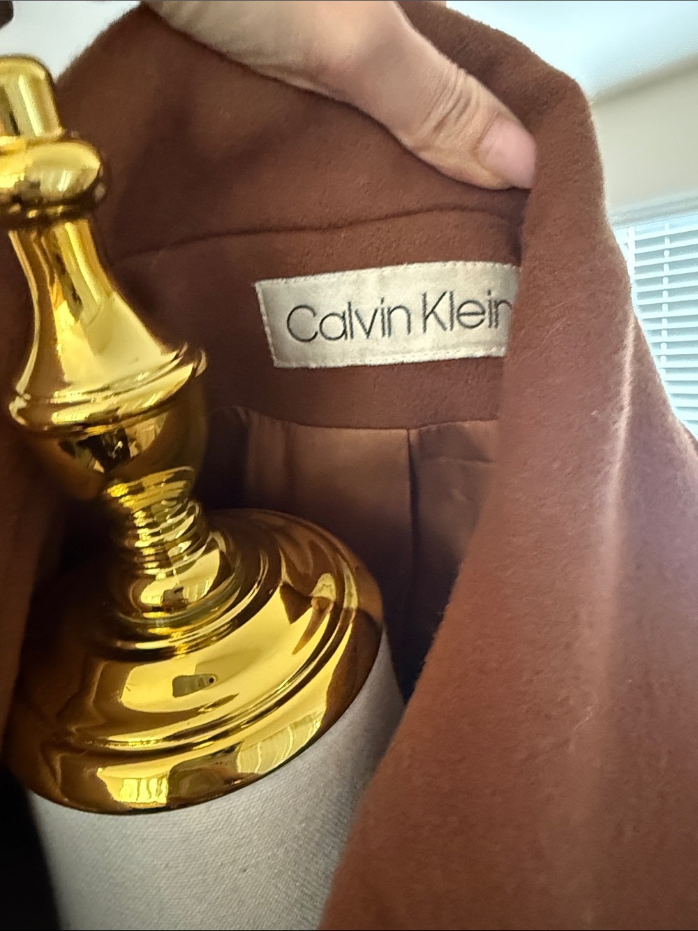 Calvin Klein Double-Breasted Trench Coat in Brown - Picture 4 of 4